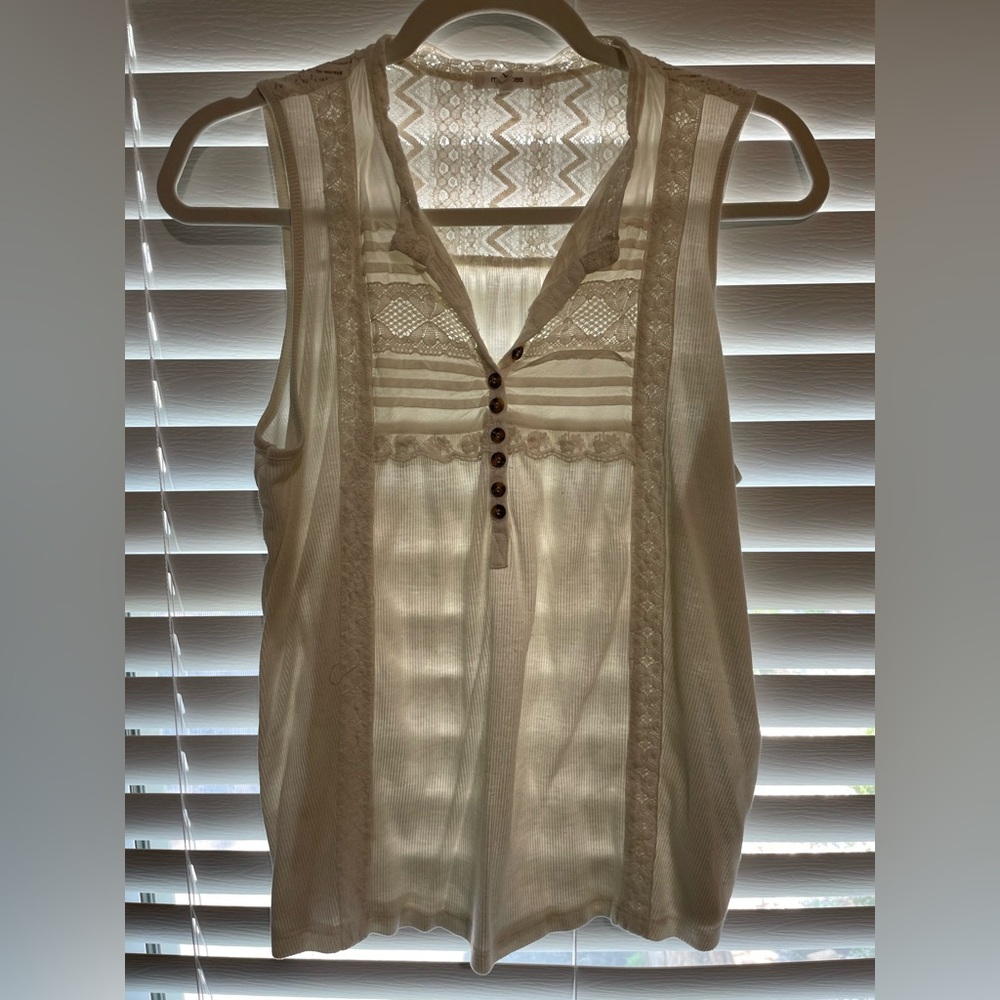 Maurices Cream Sleeveless Embellished Blouse